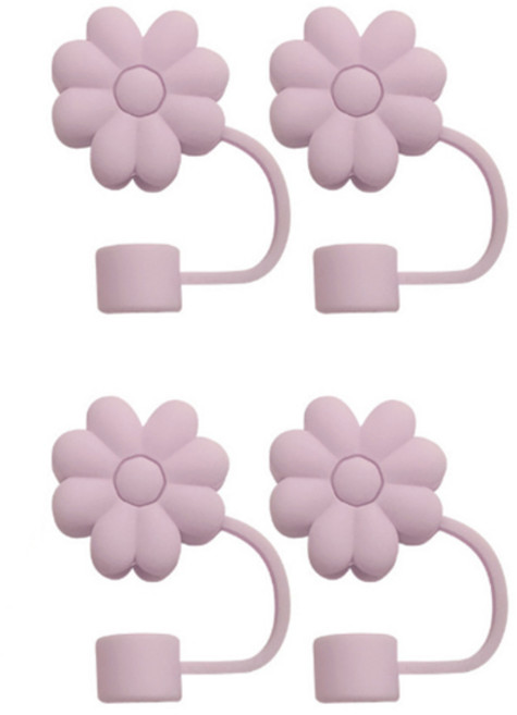 라인스미스 실리콘 스탠리 텀블러 호환 텀꾸 플라워 빨대 마개, 라이트핑크, 4개