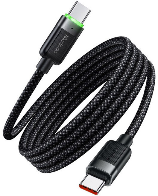 맥도도 마그네틱 꼬임방지 C-C타입 PD 고속 충전 케이블, 1개, 블랙, 1.2m