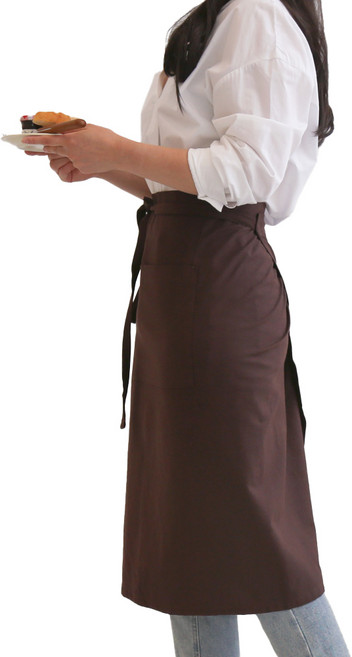 포홈 핸드메이드 모카린넨 롱랩 허리 포켓 앞치마, 초코, 1개