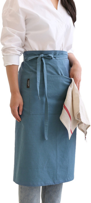 포홈 핸드메이드 모카린넨 롱랩 허리 포켓 앞치마, 인블루, 1개