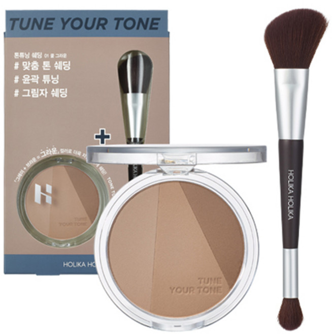 홀리카홀리카 톤 튜닝 쉐딩 + 브러쉬 세트, 01 쿨그라운, 1개
