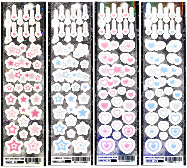쇼킹핑크로즈 스티커팩 4종 세트, B 찬란데코팩, 1세트