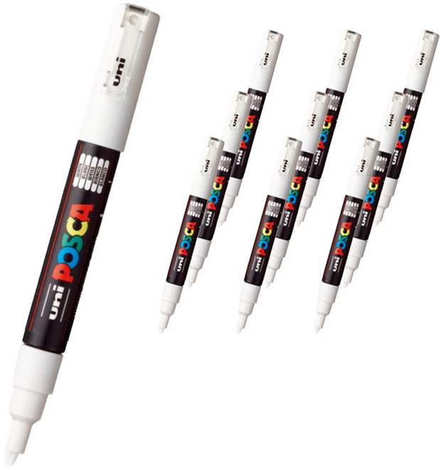 포스카 컬러마카 PC-1M, 화이트, 10개