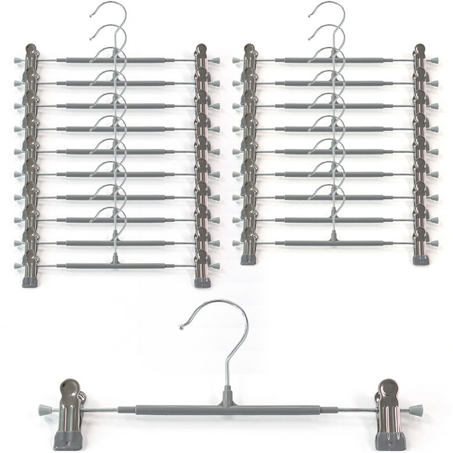 살림의기술 논슬립 집게형 바지 치마 걸이, 그레이, 20개