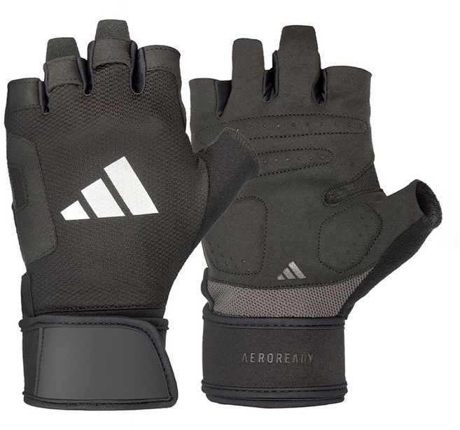 아디다스 파워 트레이닝 헬스 장갑 양손착용, 블랙, 1개