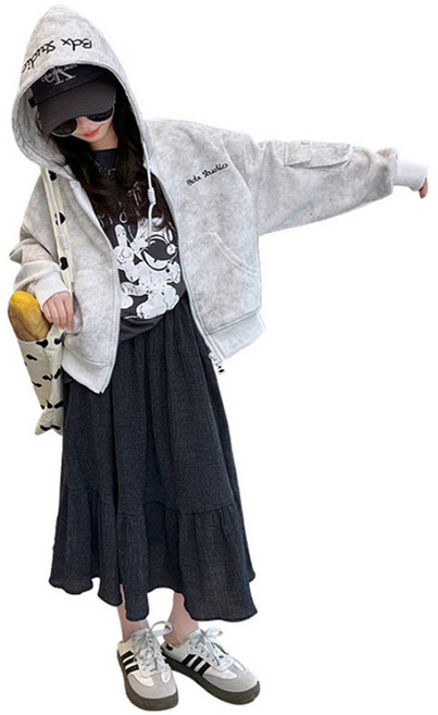 엣지랜드 여아용 포켓 루즈 후드집업