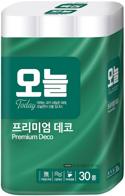 오늘 프리미엄 데코 3겹 화장지, 30m, 30롤, 1개