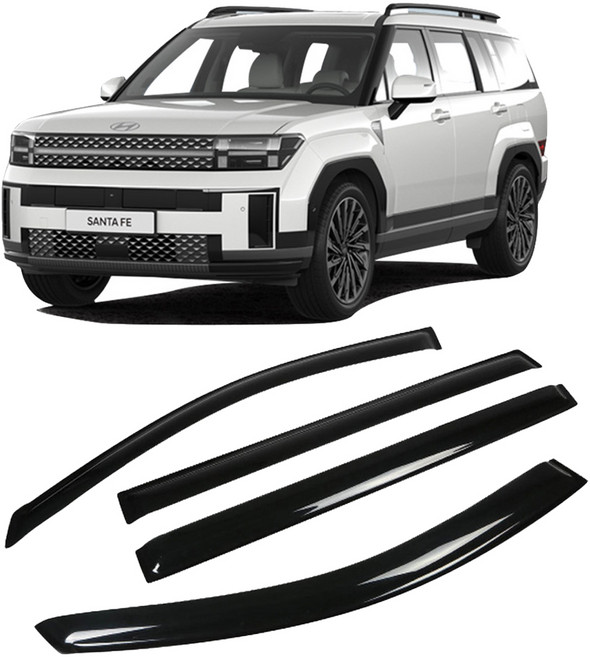 리드홈 스모그 차량용 썬바이저 4p 세트, 싼타페 MX5, 투명블랙