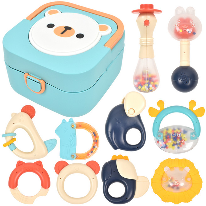 멜로디 북극곰 보관함 딸랑이 치발기 10종 세트, 혼합색상, 1세트