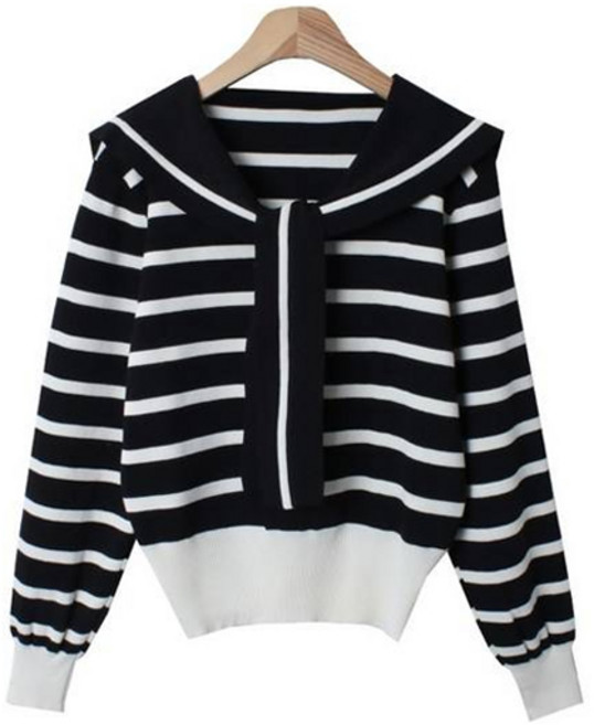 린다샵 여성용 에리라 세일러 카라 단가라 루즈 니트 cpnt5514k47