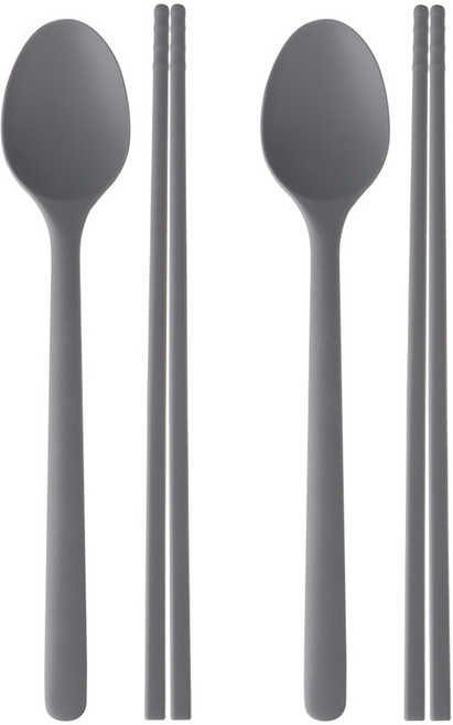 이와이엔 실리콘 한수저 2인조 세트, 그레이, 숟가락 2p + 젓가락 2p, 1세트