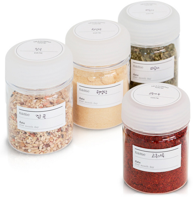 네이쳐리빙 릴리브 양념통 4p + 사각 네임택 + 원형 네임택 세트, 180ml, 1세트