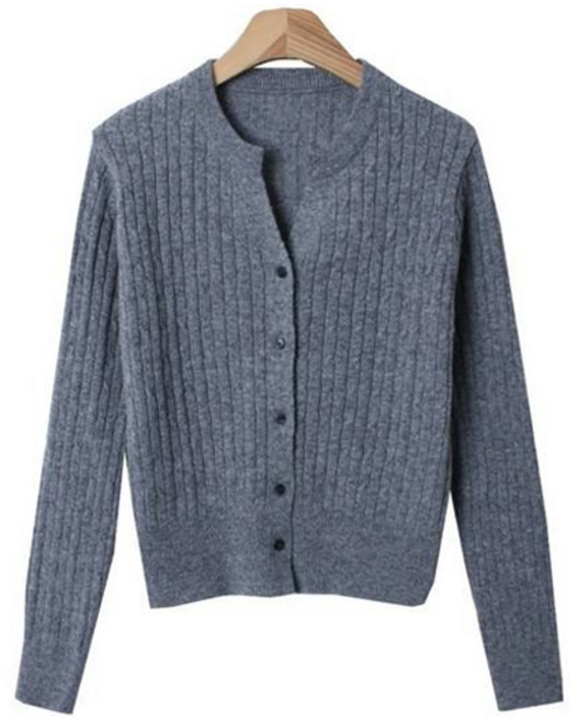 린다샵 여성용 루데블 라운드넥 꽈배기 패턴 베이직 가디건 cpcd3260k47