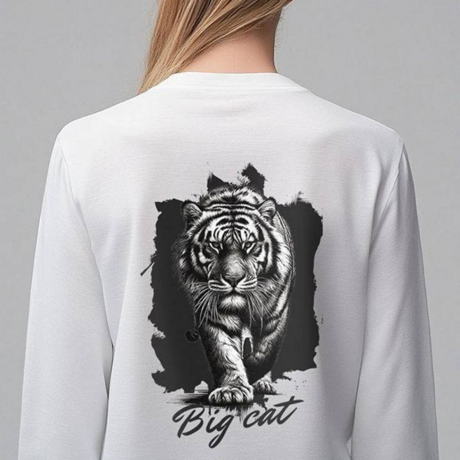 원헌드레드퍼센트 남녀공용 OHPxGOODD b드로잉 빅캣 베이직 면 긴팔 티셔츠