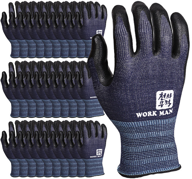 천하무적 워크맨 NBR 폼 작업용 반코팅 장갑 양손착용 세트 M, 1개