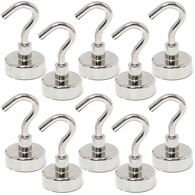 초강력 네오디움 후크 고리자석 25mm TJ10T, 실버, 10개