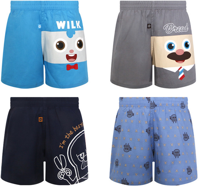 엠알키즈 남아용 브레드이발소 순면 트렁크 팬티 4종 세트