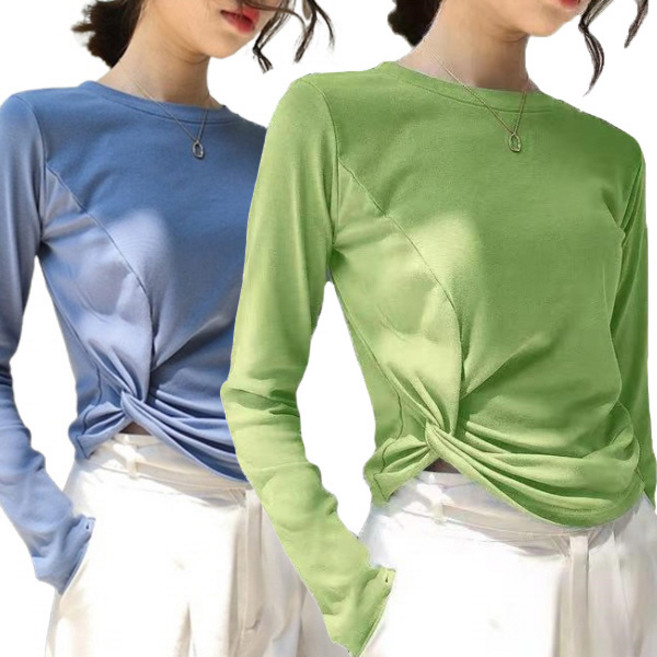 피어니스트 여성용 매듭 꼬임 포인트 긴팔 티셔츠 2종 세트