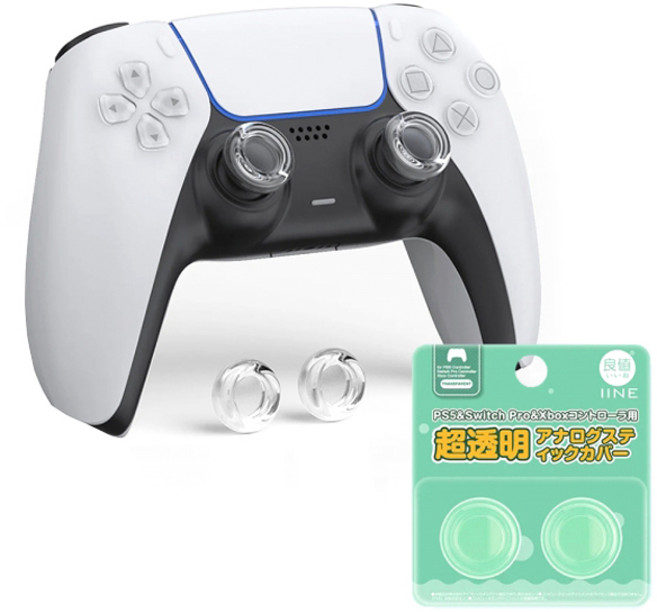 이이네 PS5 듀얼센스 초투명 아날로그 스틱커버 2p + 이이네 프로콘 엑박패드 호환 세트, 투명, 1세트, L994