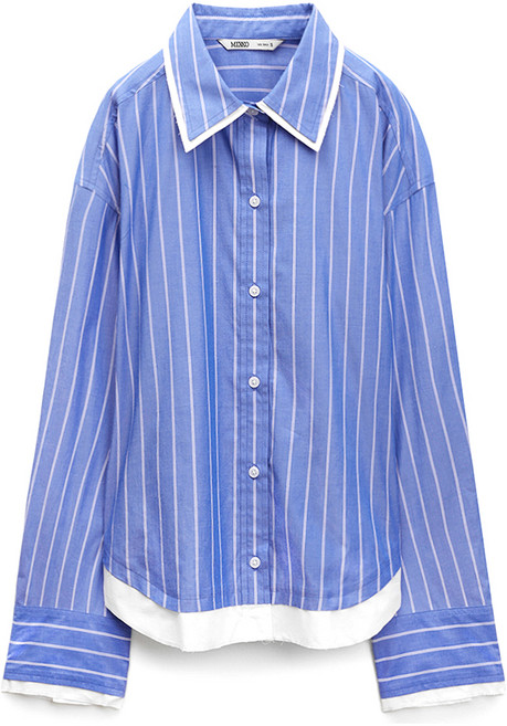 미쏘 여성용 배색 스트라이프 면 셔츠