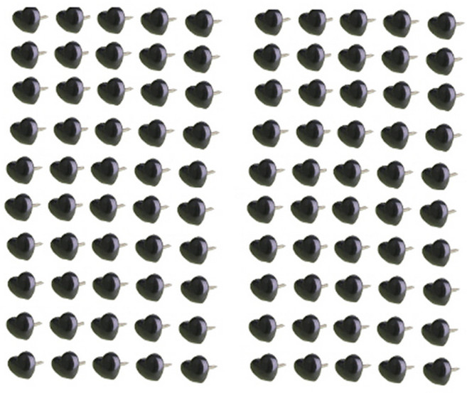 문구담 귀여운 하트모양 압정 세트 블랙, 50개입, 2세트