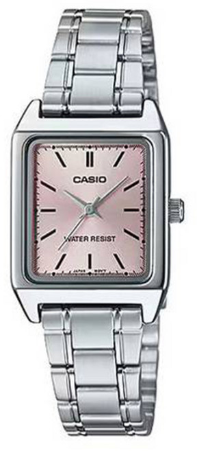 CASIO 卡西歐 生活防水方形金屬指針女錶