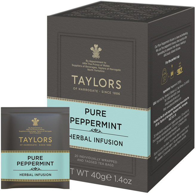 테일러스오브헤로게이트 퓨어 페퍼민트 허브차 티백, 40g, 20개입, 1개