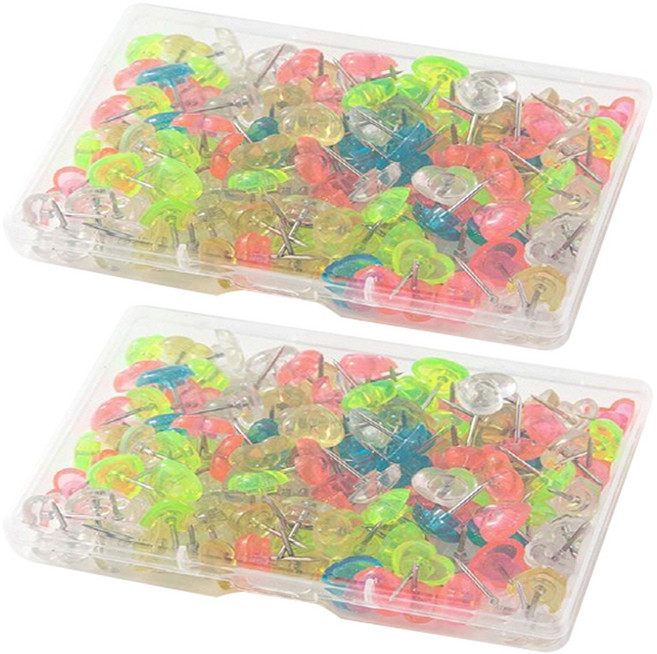 문구담 귀여운 하트모양 압정 50p 세트 투명컬러, 2세트