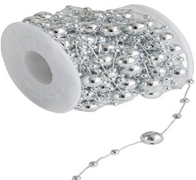 마다꾸미 롤장식 줄 비드 체인 구슬 10m, 실버볼, 1개