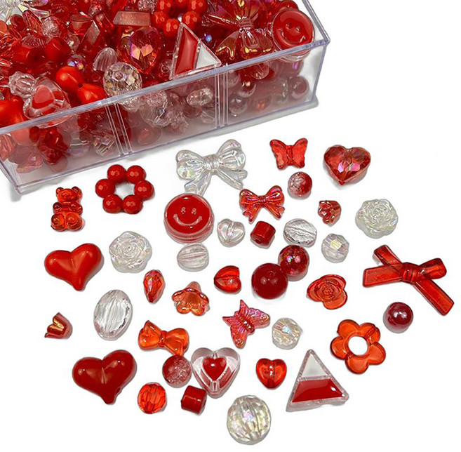 마다꾸미 다채로운 대용량 탑꾸 만들기 재료 50g, 레드, 1세트