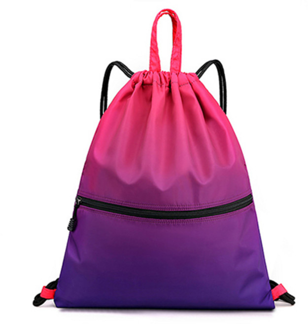 PDS스포츠 그라데이션 넉넉한 반쪽 앞포켓 드로스트링 짐색, 로즈레드, 1개