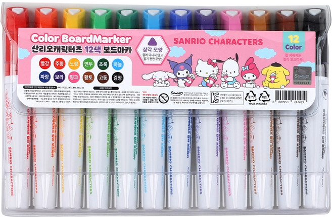 산리오 케릭터즈 보드마카 12색 세트, 혼합색상, 1세트