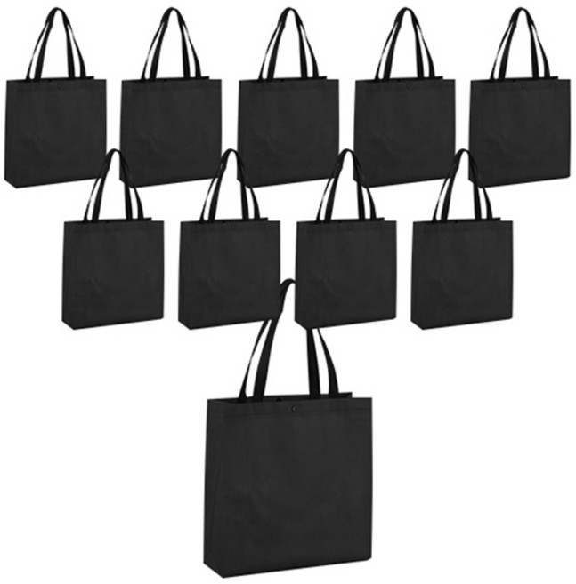 스타리움 다용도 심플 부직포 가방 소형, 블랙, 10개