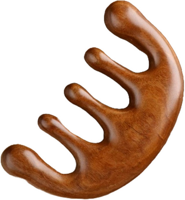 홈즈픽 원목 마사지 두피 괄사, 브라운, 1개