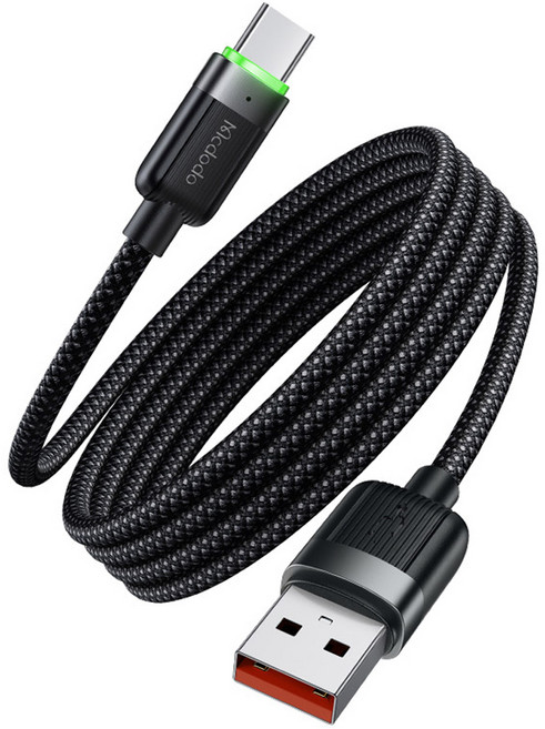 맥도도 마그네틱 꼬임방지 C타입 고속충전 케이블, 1개, 블랙, 1.2m