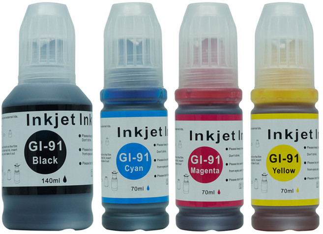 캐논 호환 무한 리필 잉크 4색 세트 GI-91, 검정, 파랑, 빨강, 노랑, 1세트