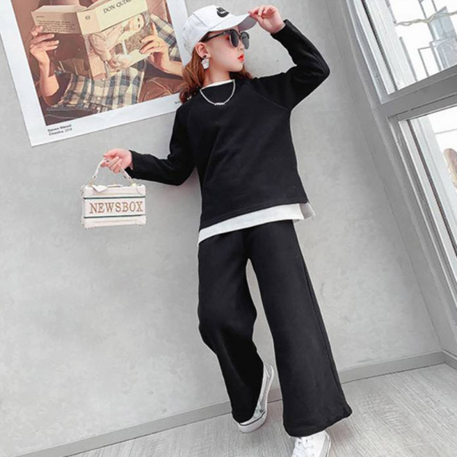 엣지랜드 여아용 심플 티셔츠 2종 + 통바지 세트