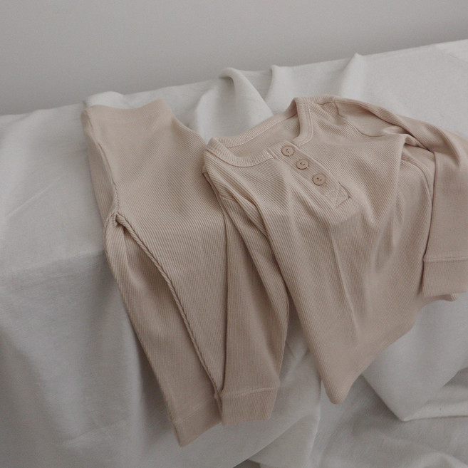 피카부 아동용 리브드 학생 실내복 상하의 세트