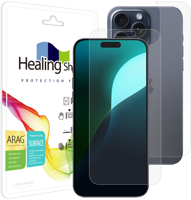 힐링쉴드 ARAG 고화질 저반사 휴대폰 액정보호필름 + 후면보호필름 세트, 1세트