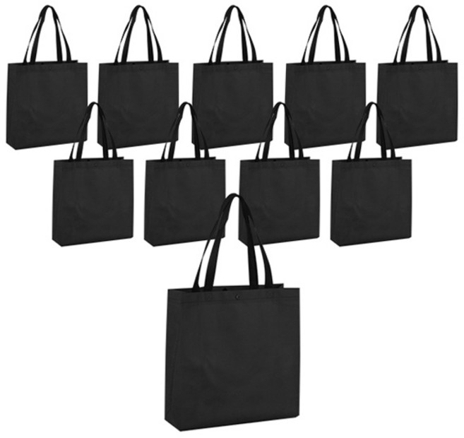 스타리움 다용도 심플 부직포 장바구니 대형, 블랙, 10개