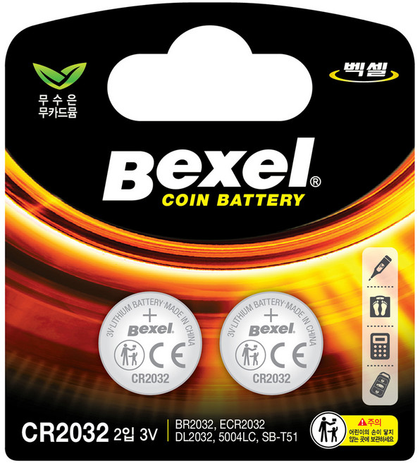 벡셀 코인 건전지 CR2032, 2개입, 1개