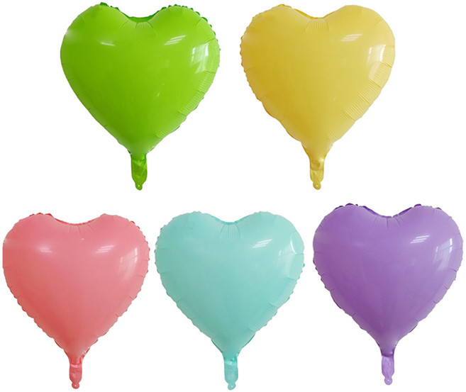 미미파티 은박 대형 파스텔 마카롱 하트풍선 5종 세트 35cm, 혼합색상, 1세트