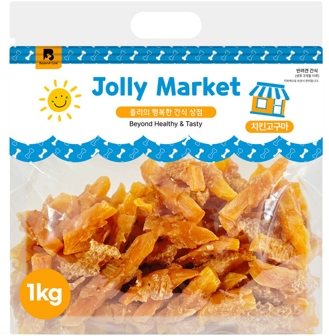 졸리마켓 강아지 대용량 육포, 치킨고구마, 1kg, 1개