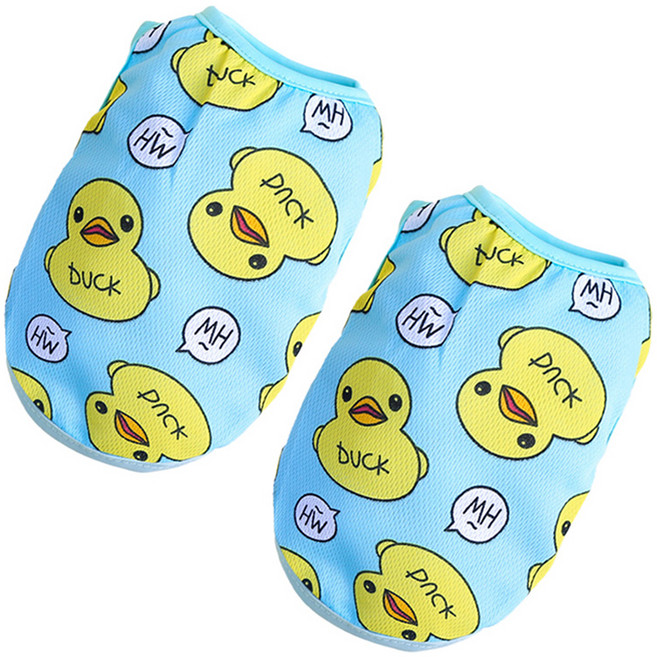 티티펫 강아지 꽥꽥 오리 티셔츠, 블루, 2개