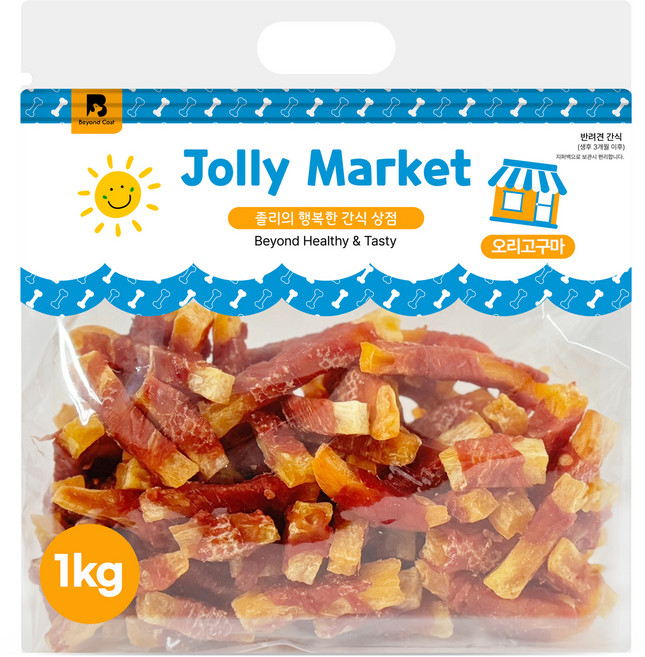 졸리마켓 강아지 대용량 육포 수제 간식, 오리고구마, 1kg, 1개