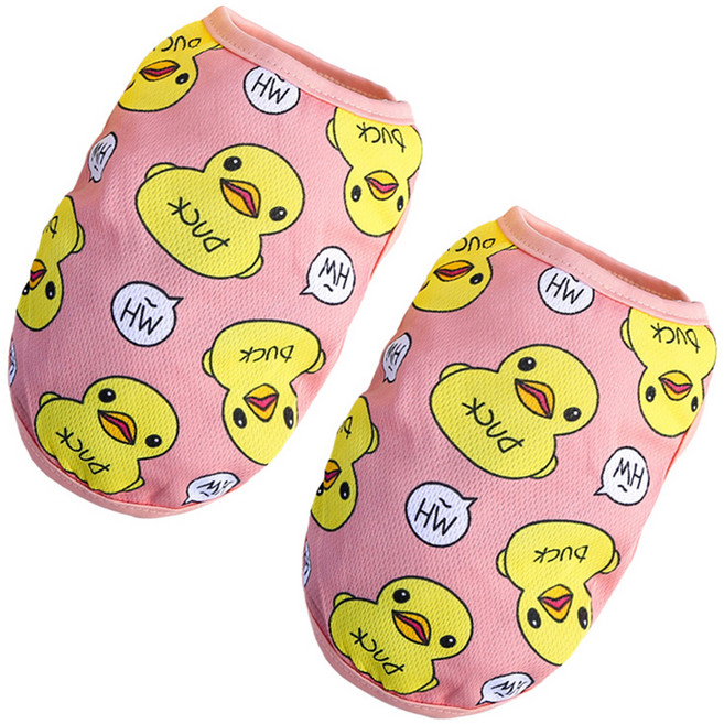 티티펫 강아지 꽥꽥 오리 티셔츠, 핑크, 2개