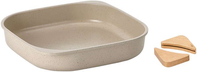 네오플램 인덕션 IH 피카 오브제 컴포트 프라이팬 263mm + 우드그립 2p 세트 아이리쉬크림, 26.3cm, 1세트