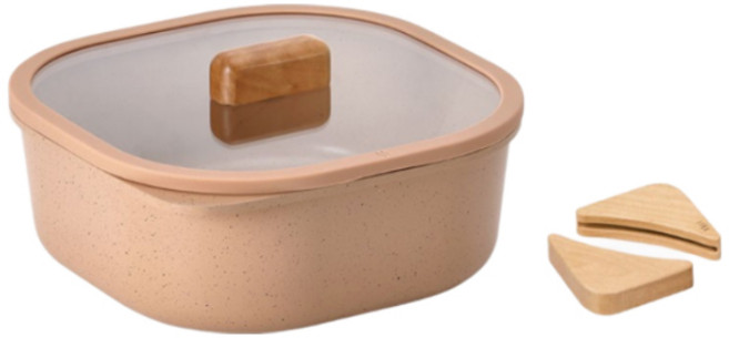 네오플램 인덕션 IH 피카 오브제 컴포트 전골 냄비 + 우드그립 2p 세트, 20cm, 테라코타마블, 1세트