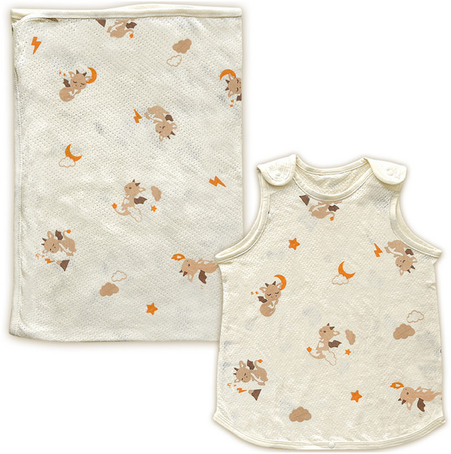 ikii 아동용 오가닉 메쉬 담요 + 메쉬 수면조끼 세트