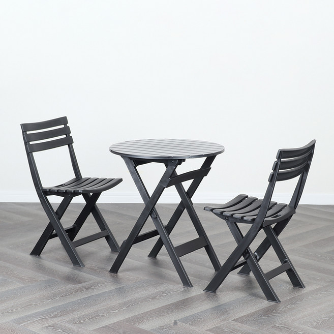 도리퍼니처 보야주 접이식 테이블 + 의자 2p 세트, 블랙